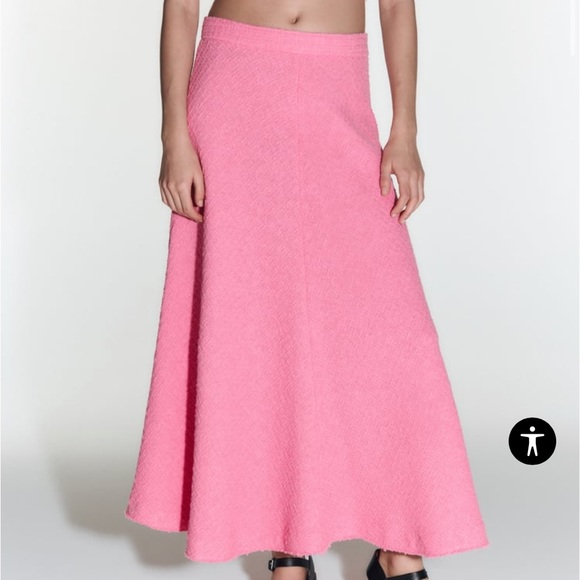 Pink tweed textured zara crop top and flare skirt - Picture 3 of 13
